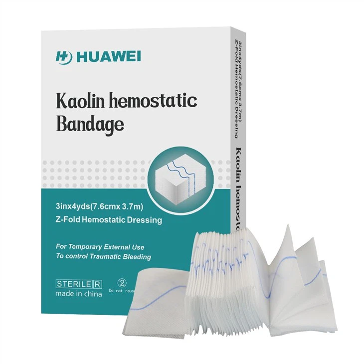 100% Cotton And Sterile Kaolin Hemostatic Gauze 3in X4yards Wound Care Bandage